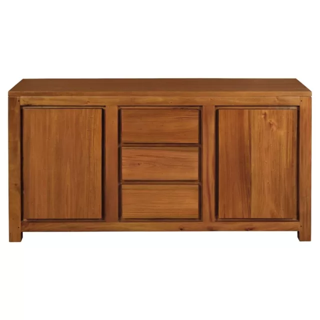 Tanaka Solid Mahogany Buffet Sideboard Cabinet 2 Doors 3 Drawers Light Pecan