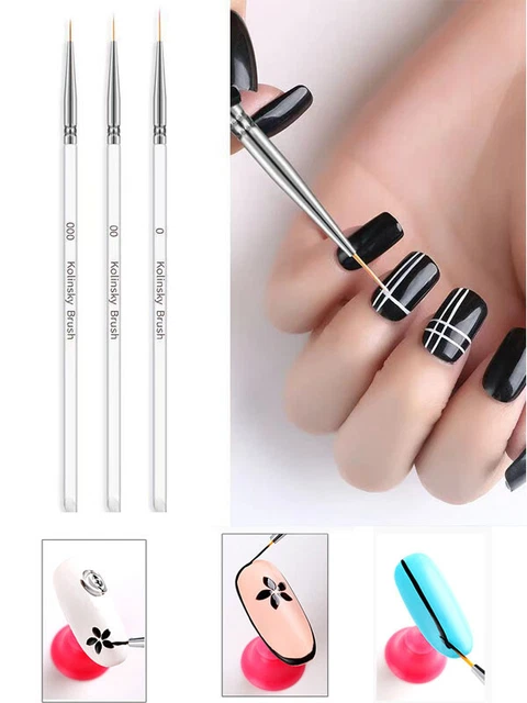 3 Pièces Art Ongles Brosse Ligne Stylo Peinture Doublure Grille Rayures Dessin ^