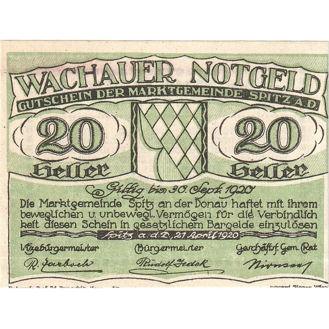 [#287868] Austria, Spitz, 20 Heller, Texte, 1920, 1920-09-30, UNC, Mehl:FS 1122.