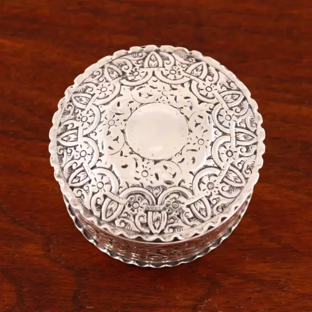 Deakin & Francis English Moorish Revival Sterling Silver Circular Box 1888