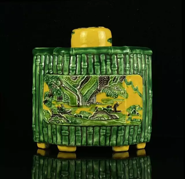 Old Rare Chinese Yongzheng Marked Famille Rose Carved Tea Caddy (Dg122)