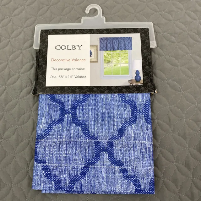 Cenefa de cortina de tratamiento para ventana Colby - 58x14 - azul