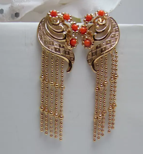 Femme Boucles D'Oreilles Pendentifs Longues Franges Style Liberty Vintage D'Or