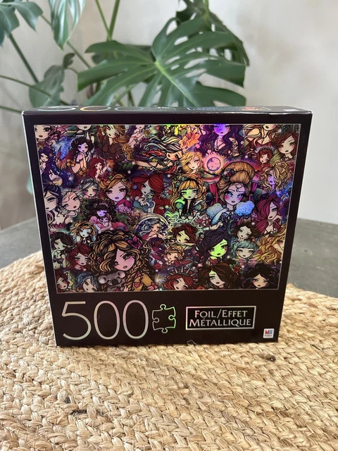 Milton Bradley Doll Girl Collage Foil Metallic Puzzle 500 Piece