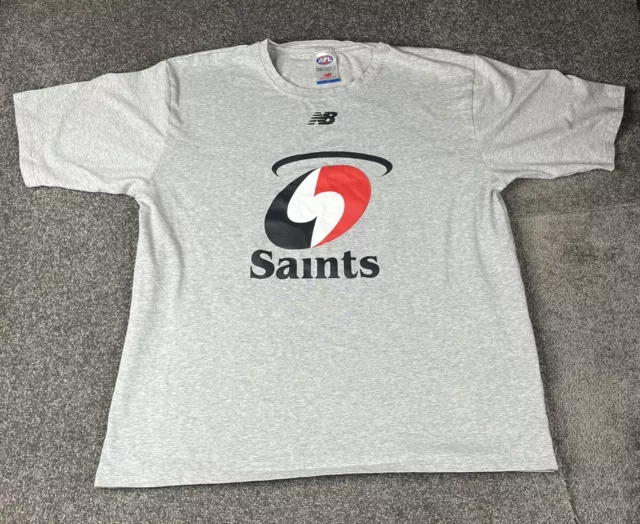 New Balance ST Kilda Saints Shirt Mens 2XL Grey Retro Tee AFL Jersey Top