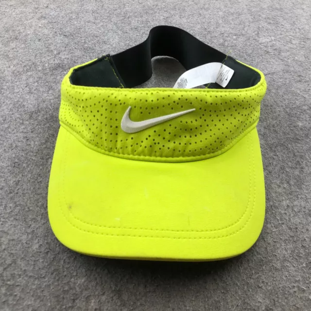 Nike Visor Hat Cap Adjustable Neon Yellow Embroidered Swoosh Golf Mens Stretch*