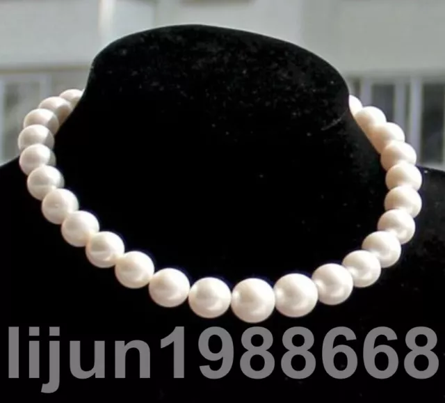 charming AAA 18" 12-13mm real natural south sea white pearl necklace gold CLASP