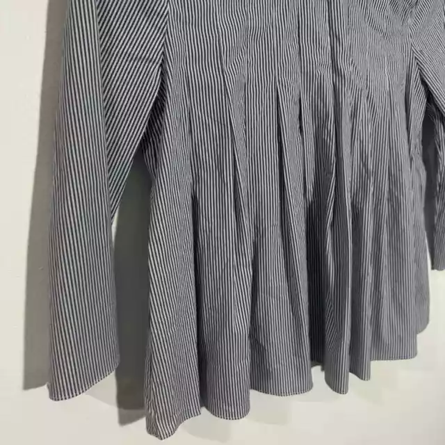 English Factory Pleated Stripe Top with Back Ribbon Blue/White NWT Size XS 3