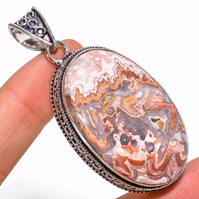 Rosita Jasper Gemstone Vintage Handmade 925 Sterling Silver Pendant 2.4" GSR1202