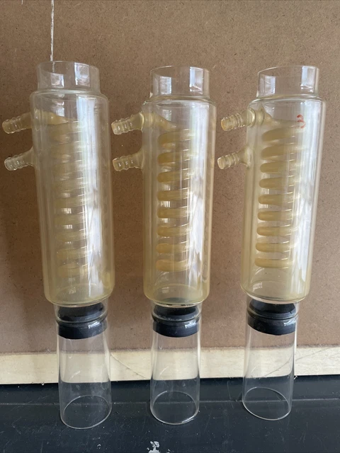 Lotto 3 tubi condensatori, laboratorio chimico, usati, anche uso decorativo