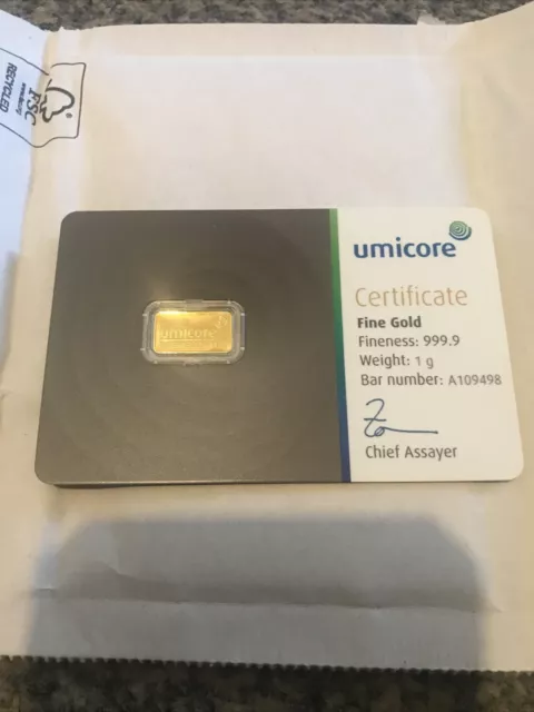 Umicore 1 Gram Gold Bar