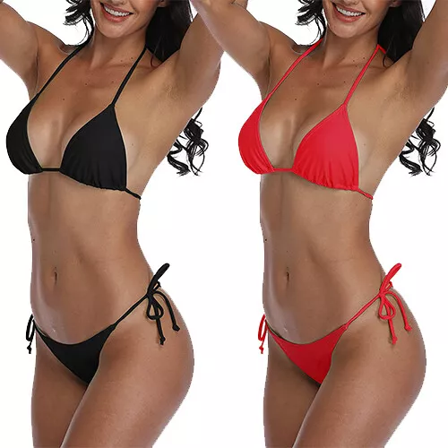 Women High Waist Beach Swimwear Glitter Strip Bra+Pantes 2Pcs/set Swimsuit