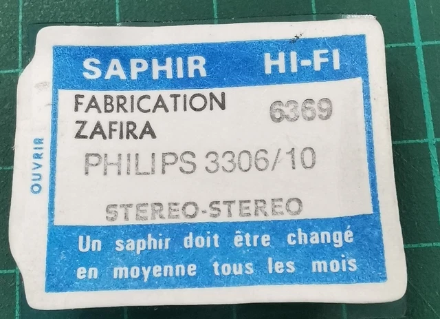 Aiguille (stylus) Saphir Pour Platine Vinyle Philips AG3063/3304 - Référence 6366 - Neuf Universel
