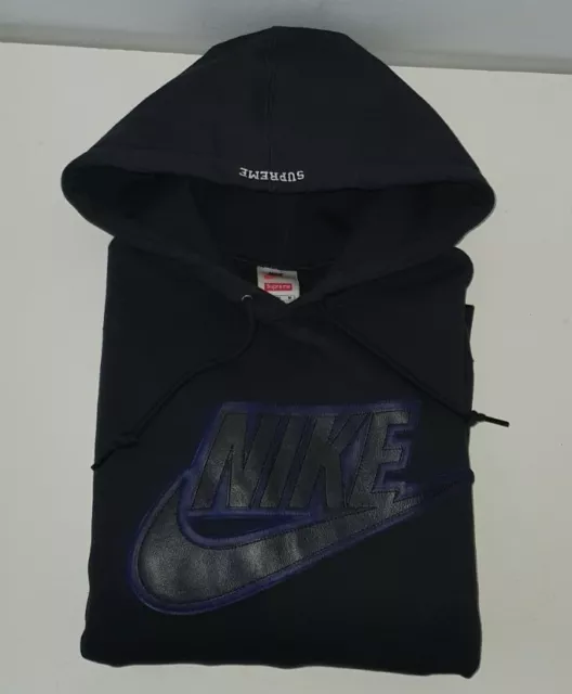 Supreme Nike Leather Applique Hooded Sweatshirt