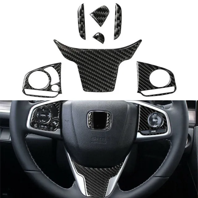 4Pcs Inner Steering Wheel Sticker Trim For Honda Civic 10th 2016-19 Carbon Fiber