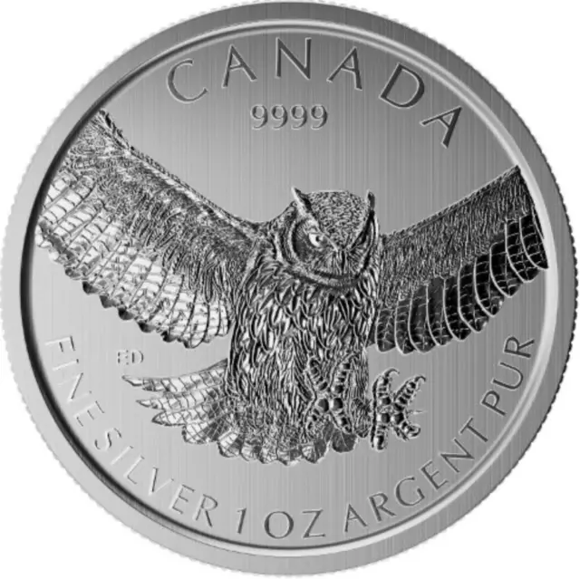 2015 1 oz Canadian Silver Great Horned Owl - Birds of Prey Series