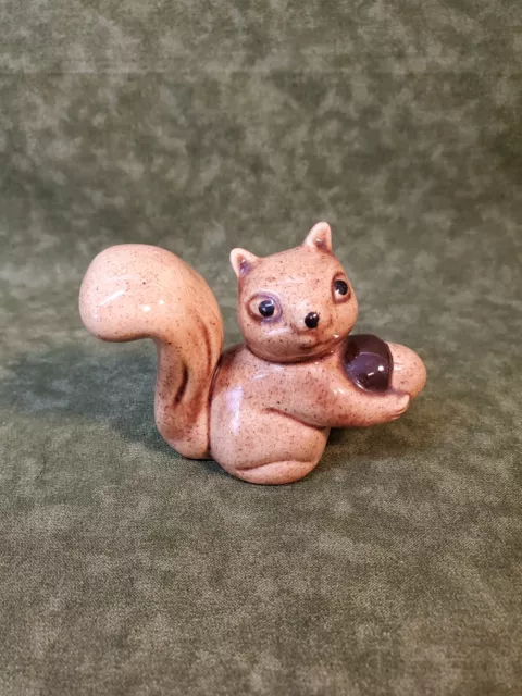 Vintage Handpainted Ceramic SQUIRREL with Acorn Figurine