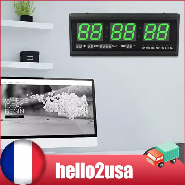 Horloge murale numérique LED Calendrier Horloge Horloge murale de température