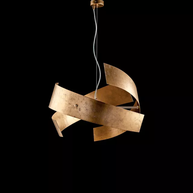 Lámpara de Araña Colgante Diseño Moderno Oro 3 Luces Bandas Ajustable bon-348