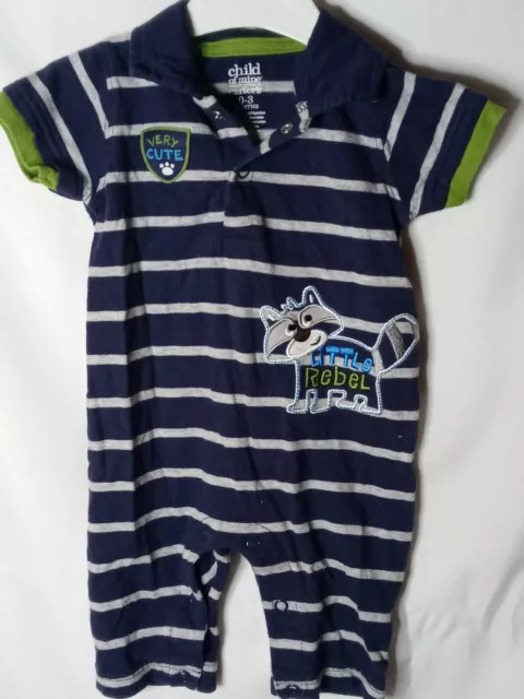Carters Child of Mine Baby Boy 0-3 months Navy Blue Striped One Piece
