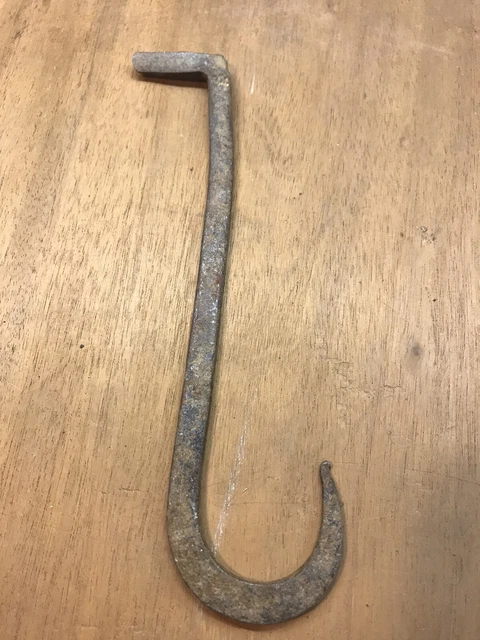 Antique Blacksmith 17th 18th Century Made Wrought Iron Meat Hook Coat Hook