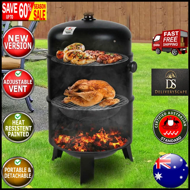 NEW EUROGRILLE 3IN1 Charcoal Smoker BBQ Grill Roaster Portable Steel