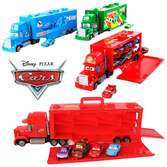 DISNEY PIXAR CARS Container Hauler McQueen King Chick Hicks Truck Toys ...