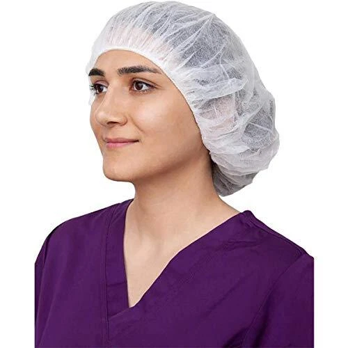 Hair Nets Food Service Disposable Bouffant Cap 24-inch White, Polypropylene