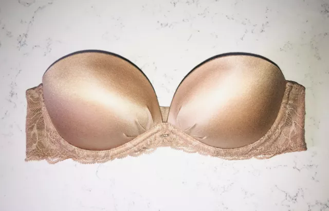 VICTORIA'S SECRET STRAPLESS Smooth and Lace Push Up Bra 32A nude