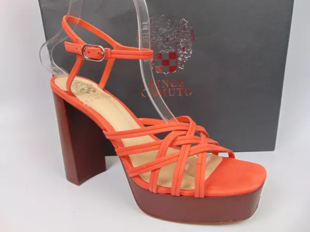 Vince Camuto VC-Larriss Strappy Platform Heel Sandal Women Size 8.0 Coral Nubuck