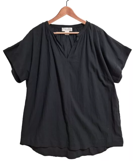 Refinity City Chic Womens blouse top Plus size 16 Small black short sleeve Vneck