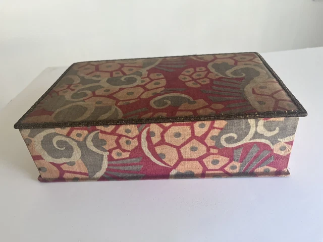 Ancienne Boîte En Métal Art Déco Années 20 - Motifs Fleurs Rouge, Noir Et Doré (15 Cm)