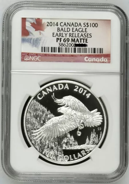 2014 Canada $100 Bald Eagle .999 1Oz Silver Coin NGC PF69 Matte