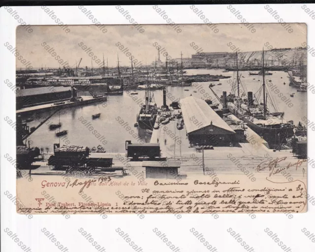 Rm Cartolina Genova Il Porto 1903  Viagg. Panorama