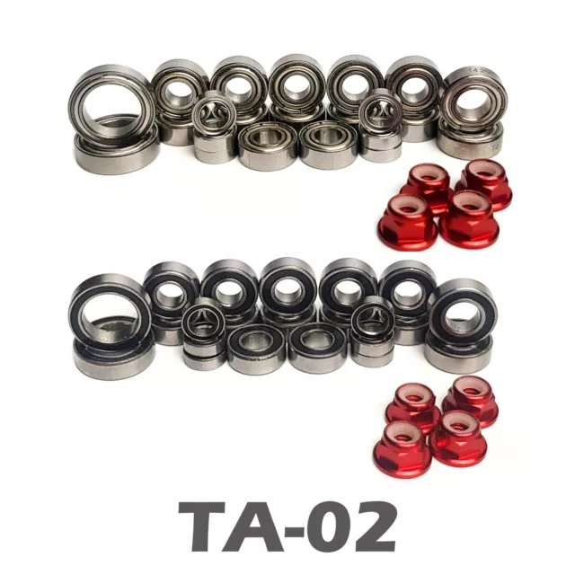 Bearing Set for TAMIYA TA02 TA-02 CALIBRA 22 COMPLETE RUBBER/METAL w/WHEEL NUTS