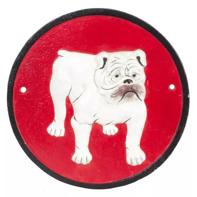 British Bulldog Red Heavy Cast Iron Sign Plaque Vintage Retro