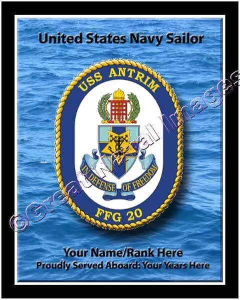 USS Antrim FFG 20 Personalized Ship Crest Print on Canvas 2D Effect