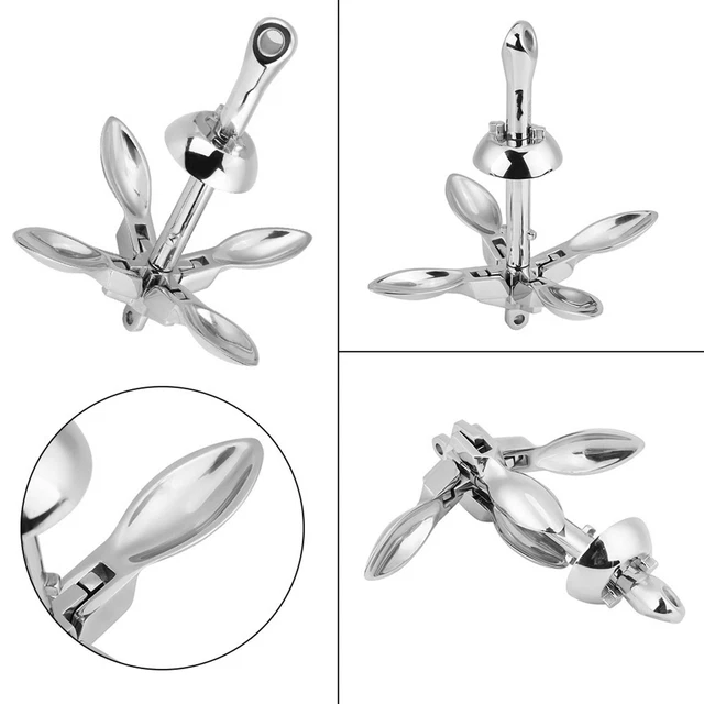 0.7KG Stainless Steel Boat Folding Grapnel Anchor Docking Hardware For Marine Ya
