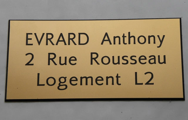 Placa Grabada Caja Letras Porta Personalizado 3 Líneas Formato 48 X 100MM