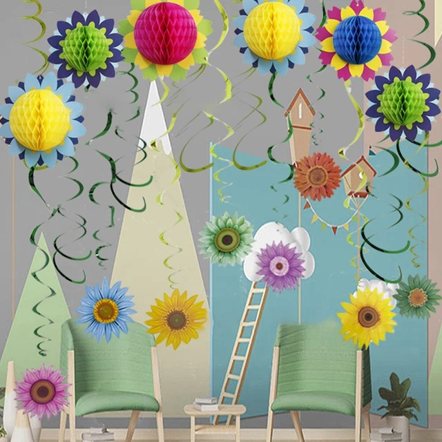 Flores de papel 1 juego 3 combo tema primavera cumpleaños aula lindo