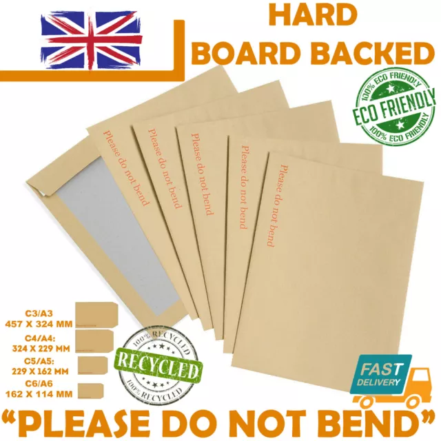 Hard Cardboard Backed 'Please Do Not Bend' Envelopes Manilla Brown A3/A4/A5/A6