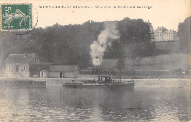 Cpa 91 Soisy Sous Etiolles Vue Sur La Seine Au Barrage