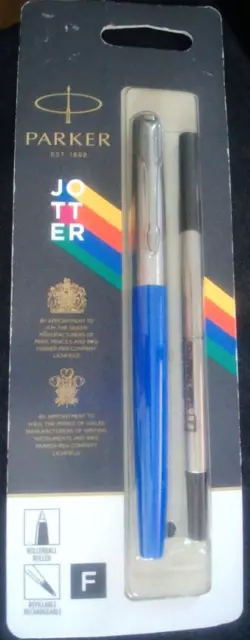 Parker Jotter Rollerball Pen Original Blue. Fine Point. Black ink. New.Fast post