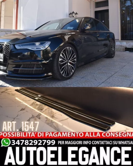 Audi A6 C7 Avant Berlina Spoiler Splitter Sotto Minigonne Abs Nero Lucido -1-