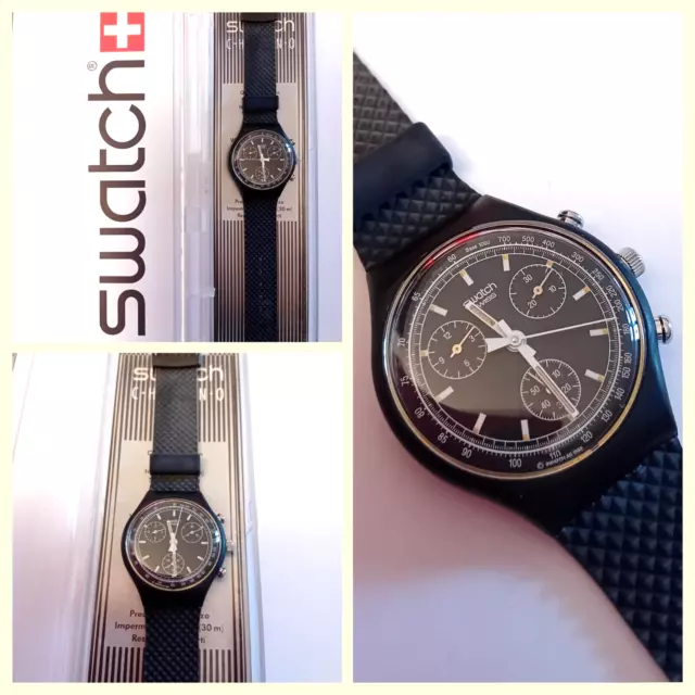 Swatch Chrono Nuovo NOS Black Friday SCB100 1990 Vintage Orologio da polso