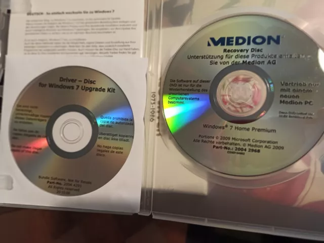 Windows 7 Home Premium mit Driver Disc Upgrade Disc DVD & Product Key