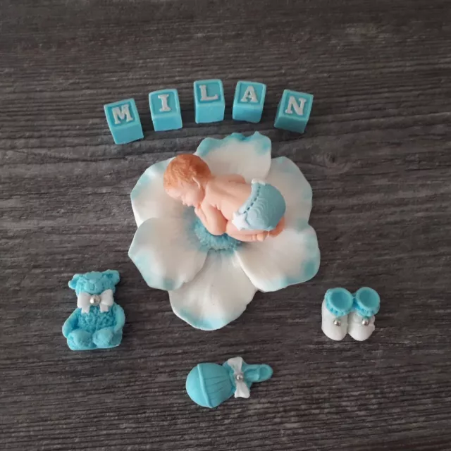 Baby Fondant Zuckerfigur Taufe Geburt Tortenaufleger Tortendekoration Kuchen 3