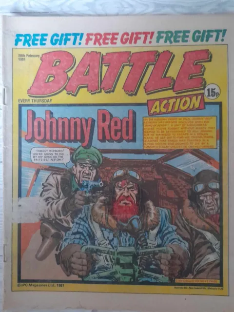 Battle Action Comic 28th February 1981 - JOHNNY RED Cover - FREE POSTING