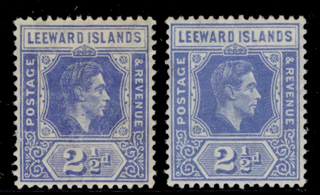 LEEWARD ISLANDS GVI SG105 + 105a, 2½d SHADEs, M MINT. Cat £35.