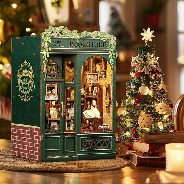 CUTEBEE Kit Book Nook – Maison De Thé Japonaise Miniature Kirishima Cha-an – Décoration Bibliothèque Avec LED Et Housse